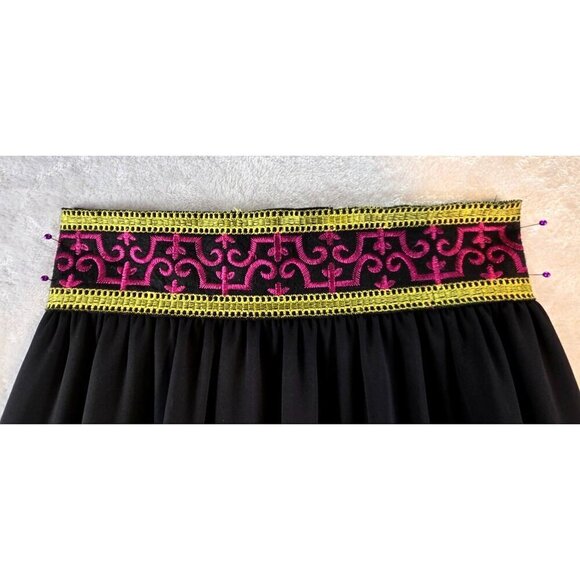 Black Evening Maxi Skirt by Dina Be XS Embellished Waist Band Moroccan Boho Gold - Picture 2 of 12